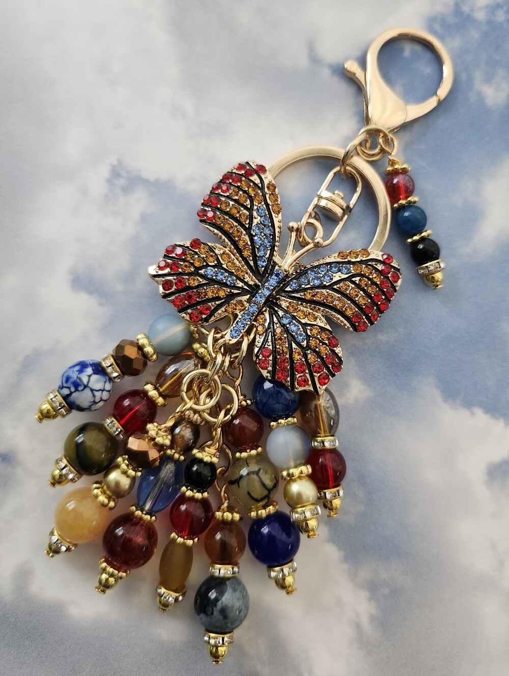 Dolly Tribute Butterfly Purse or Bag Charm Agate Jasper Carnelian Handcrafted